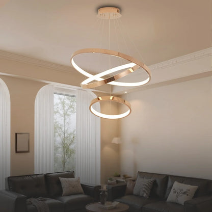 Velo Modern Gold LED Ring Chandelier for Living Room & Dining Room