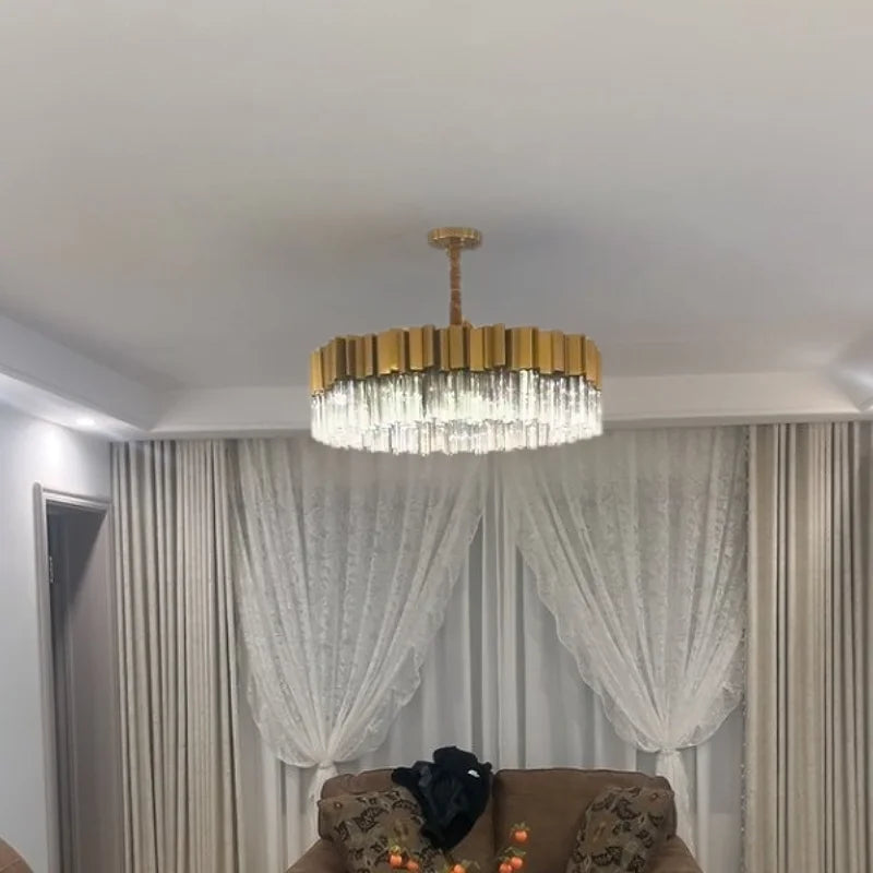 gold stainless steel crystal chandelier