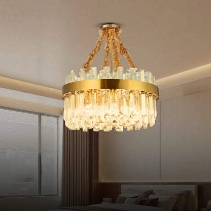 gold stainless steel crystal chandelier for bedroom