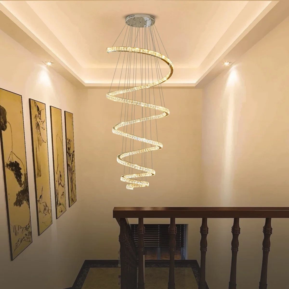high ceiling entryway lighting