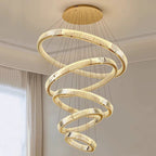 large 5 rings modern gold chandelier for living room