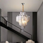 large chrome chain chandelier for staircase