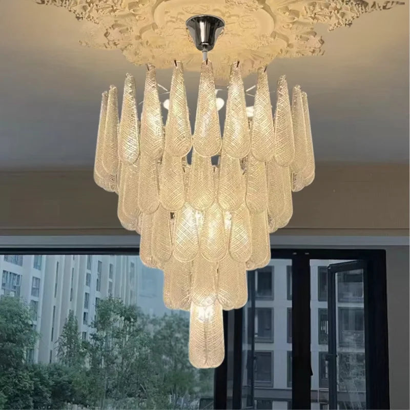 large glass loft chandelier
