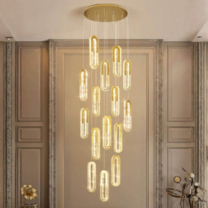 large oval ring gold Staircase Chandelier