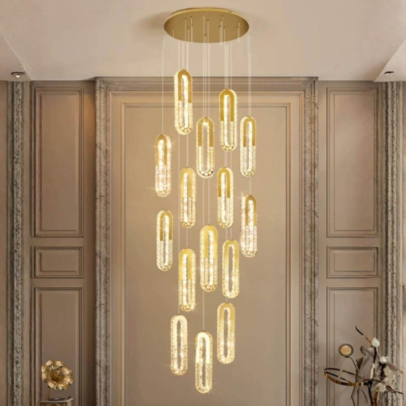 large oval ring gold Staircase Chandelier