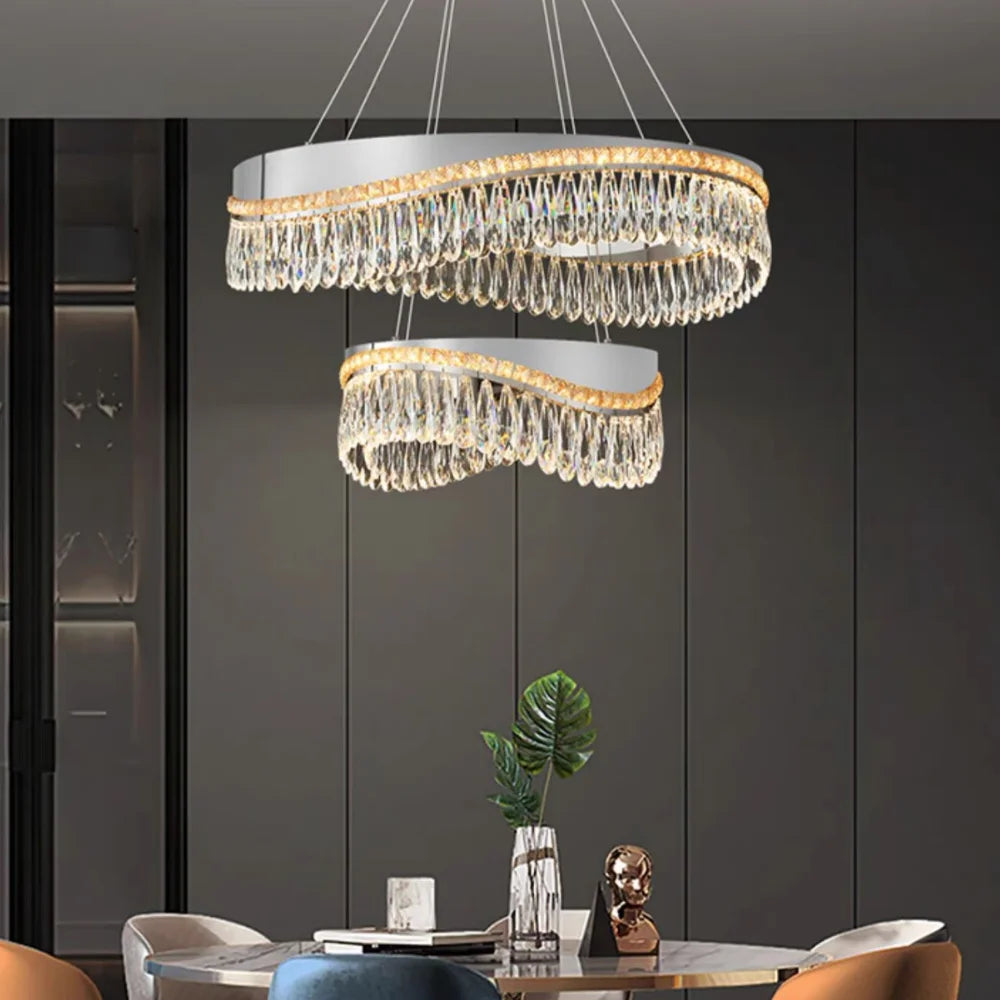 led dining room crystal chandelier