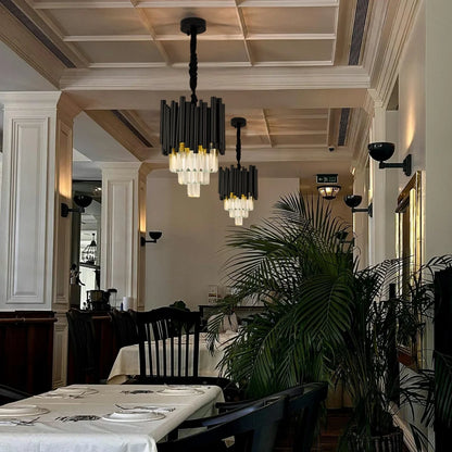 light fixture with small crystal pendants for dining room