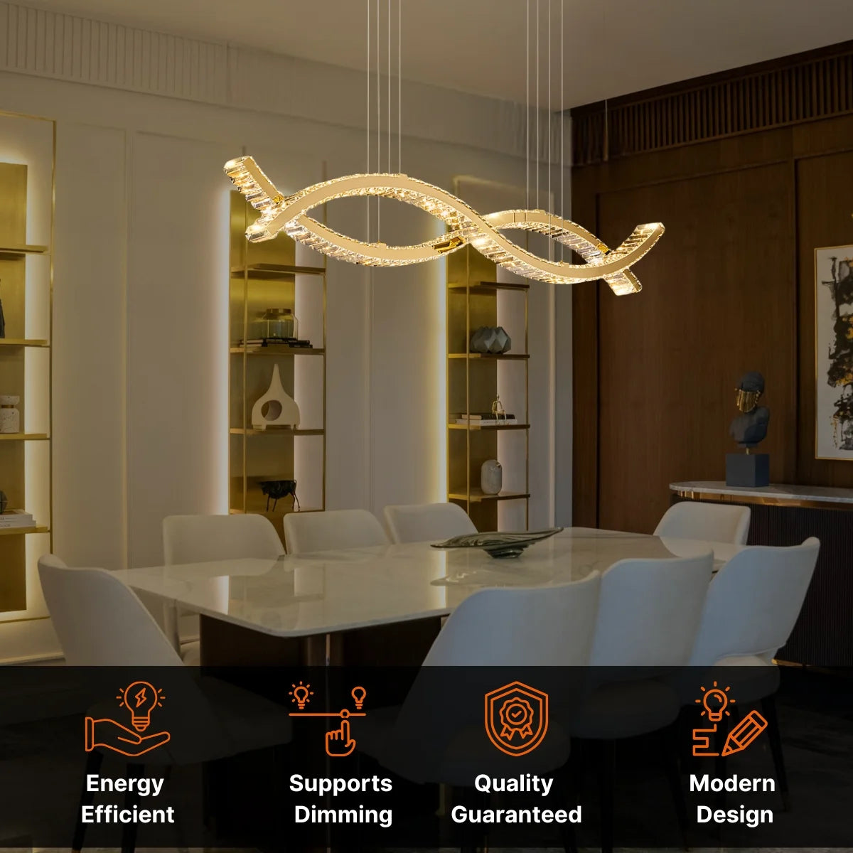 linear LED chandelier dining room