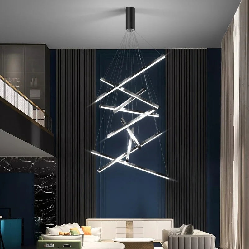 linear staircase led chandelier