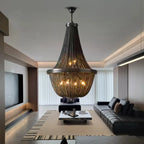 living room black chain chandelier