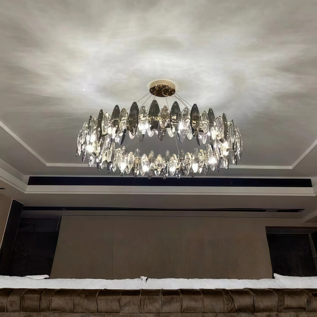 living room modern gray crystal chandelier