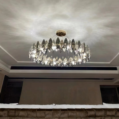 living room modern gray crystal chandelier