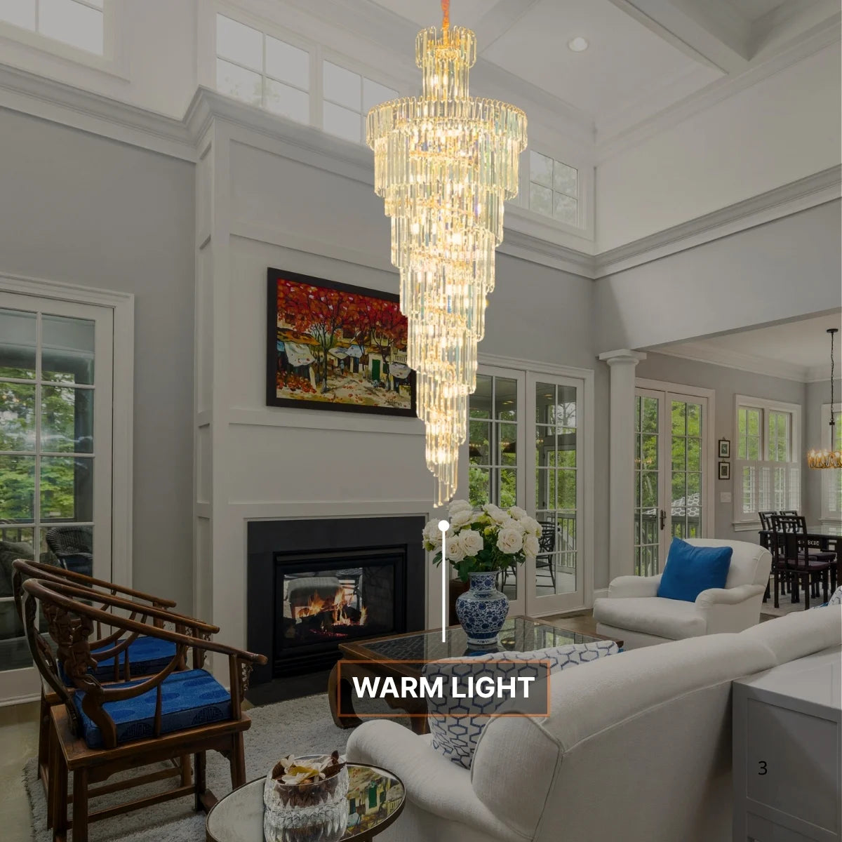 long crystal staircase chandelier