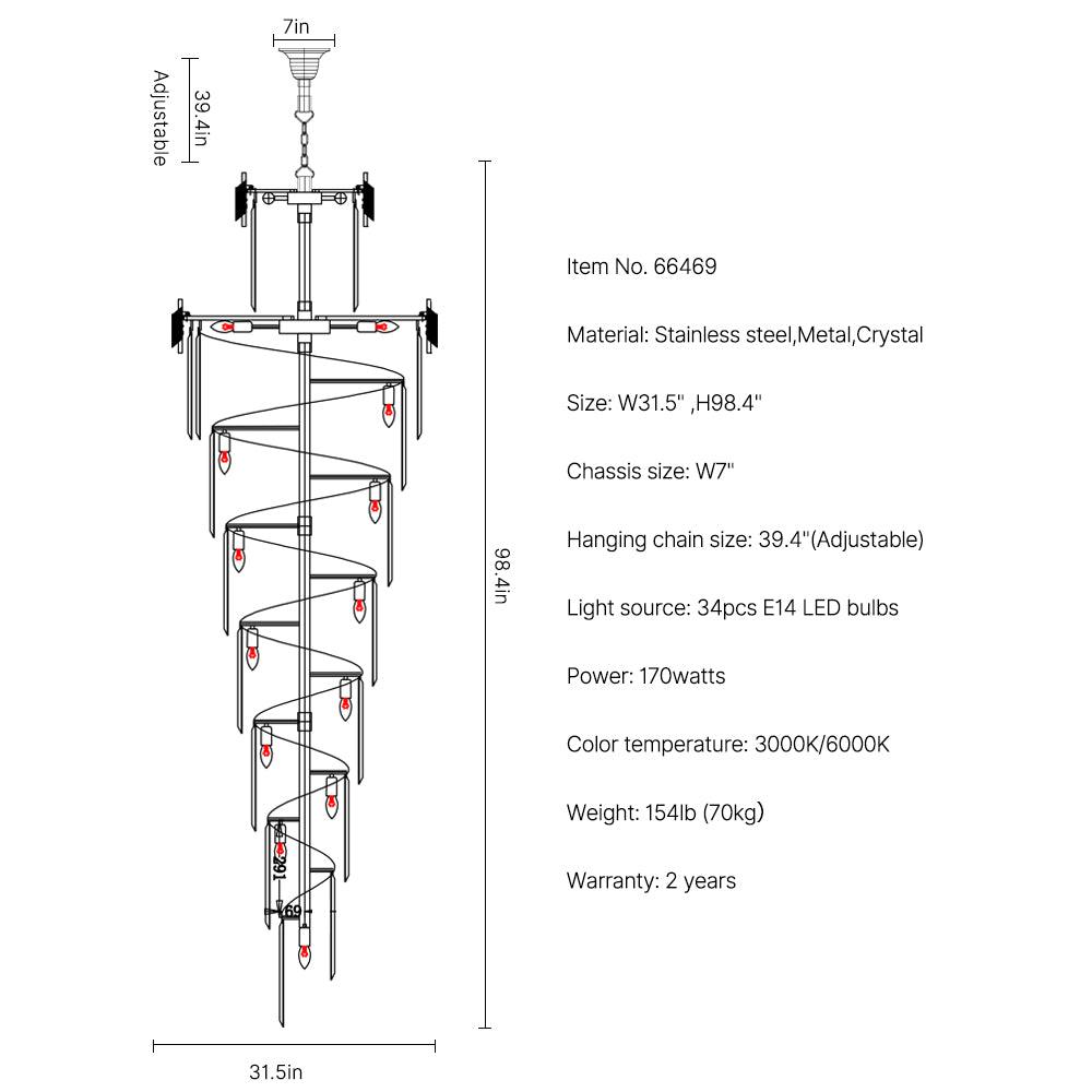 long modern staircase chandelier