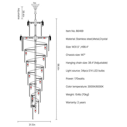 long modern staircase chandelier