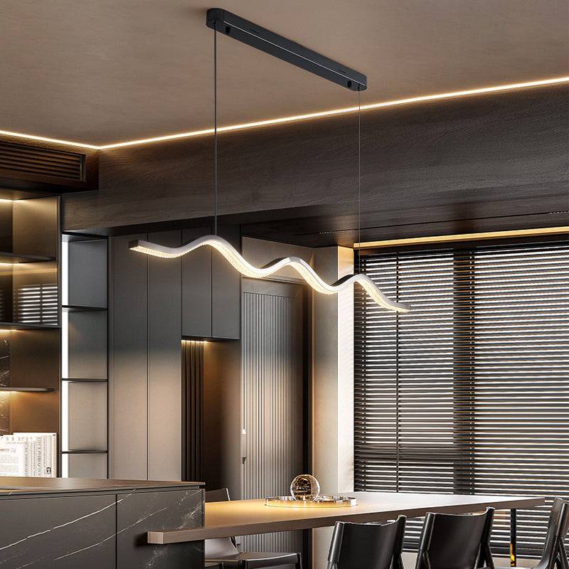 lsolde Pendant Light-Black Minimalist Wave Design Pendant Light for Dining
Room