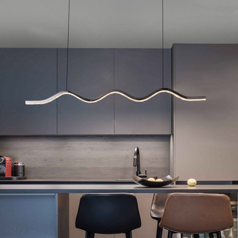 lsolde Pendant Light-Black Minimalist Wave Design Pendant Light for Dining
Room