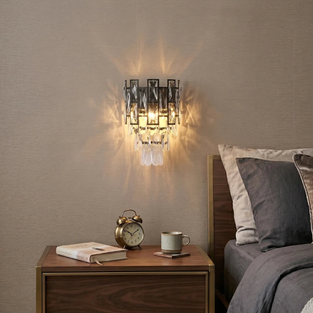 YOOGEE Luxor black wall sconce for modern bedroom and hallway accent lighting