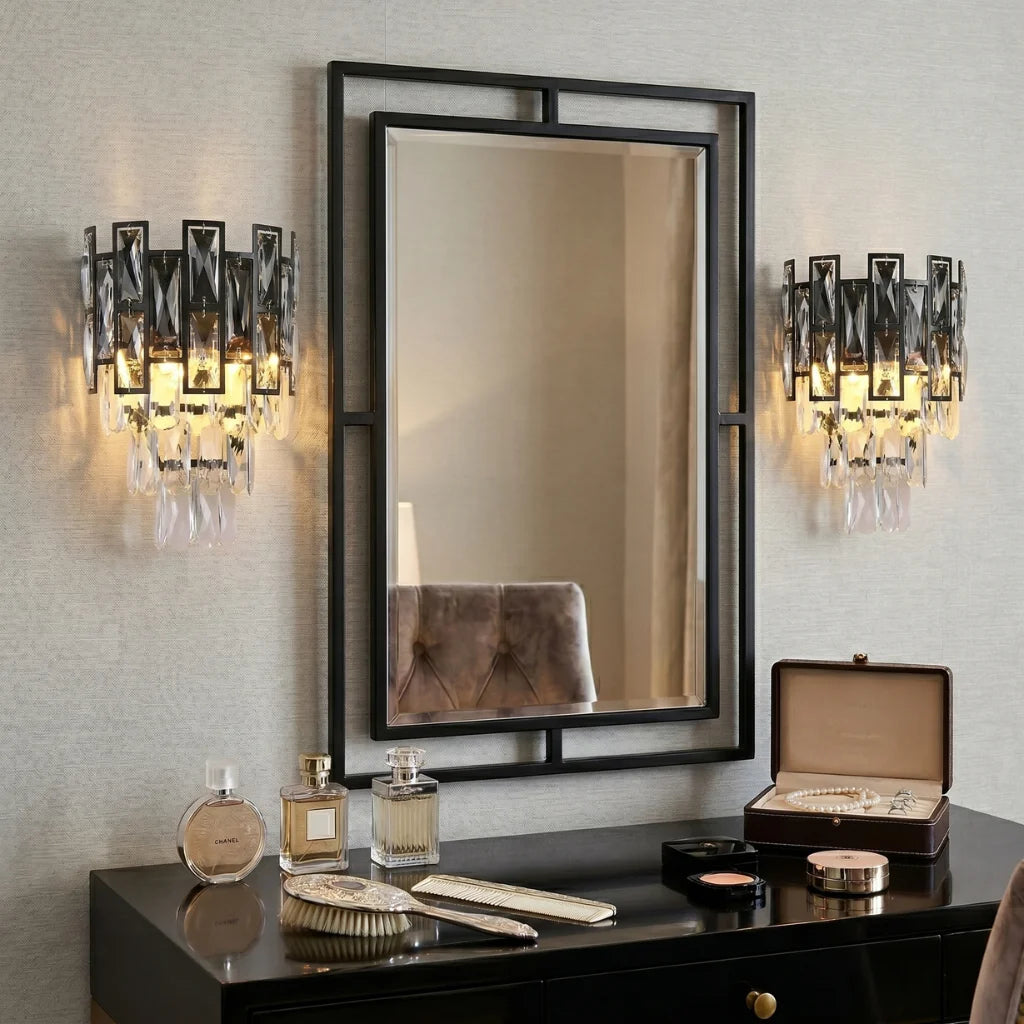 Luxor matte black decorative wall sconce for sophisticated hallway and bedside lighting