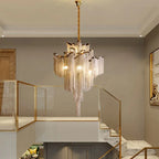 luxury gold chain chandelier for staircase