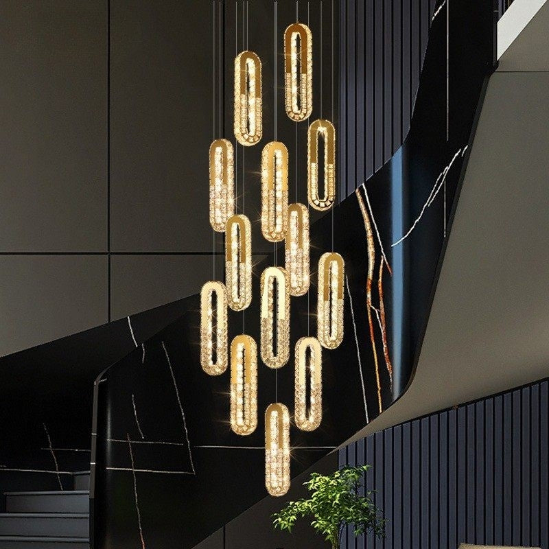luxury oval ring gold Staircase Chandelier