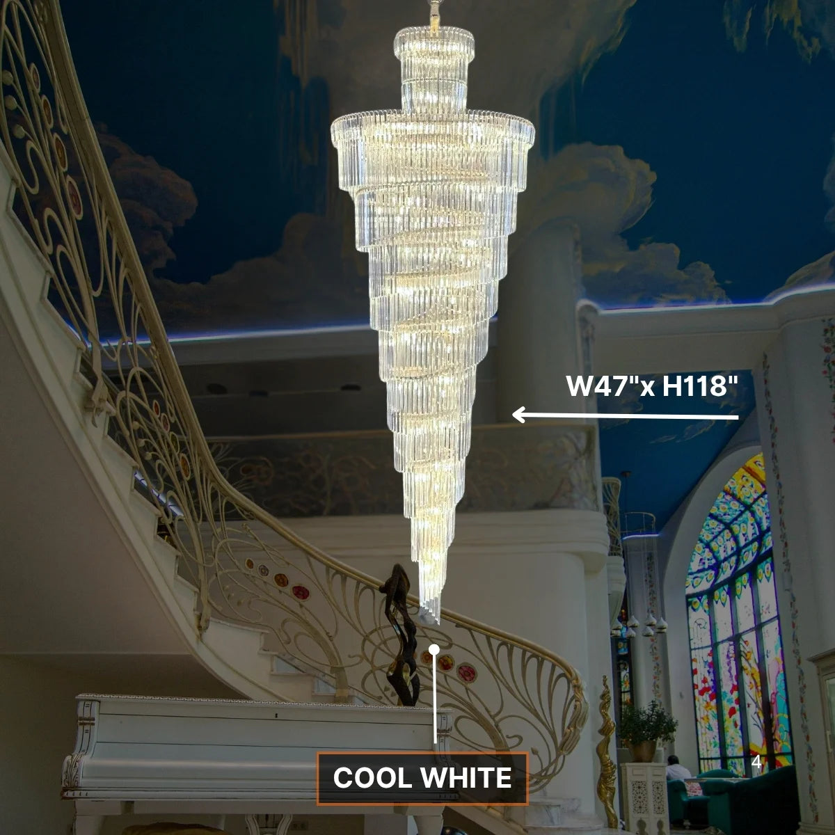 luxury staircase crystal chandelier