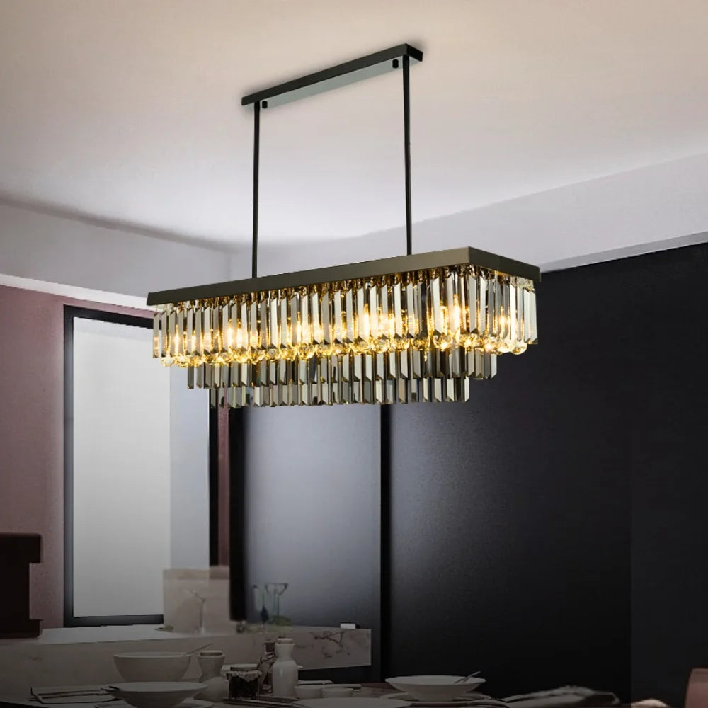 modern black crystal dining chandelier