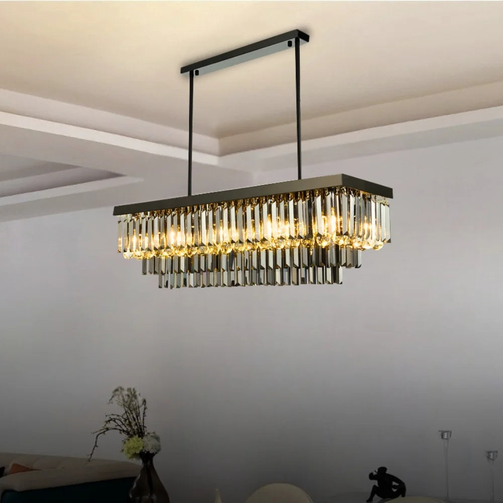 modern black crystal dining chandelier