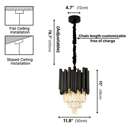 modern black crystal hanging light