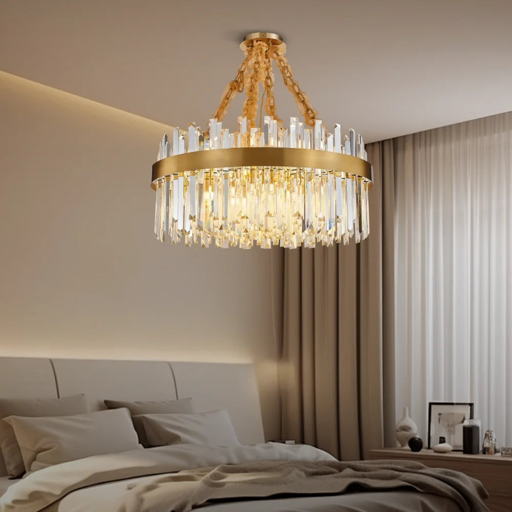 modern gold crystal chandelier