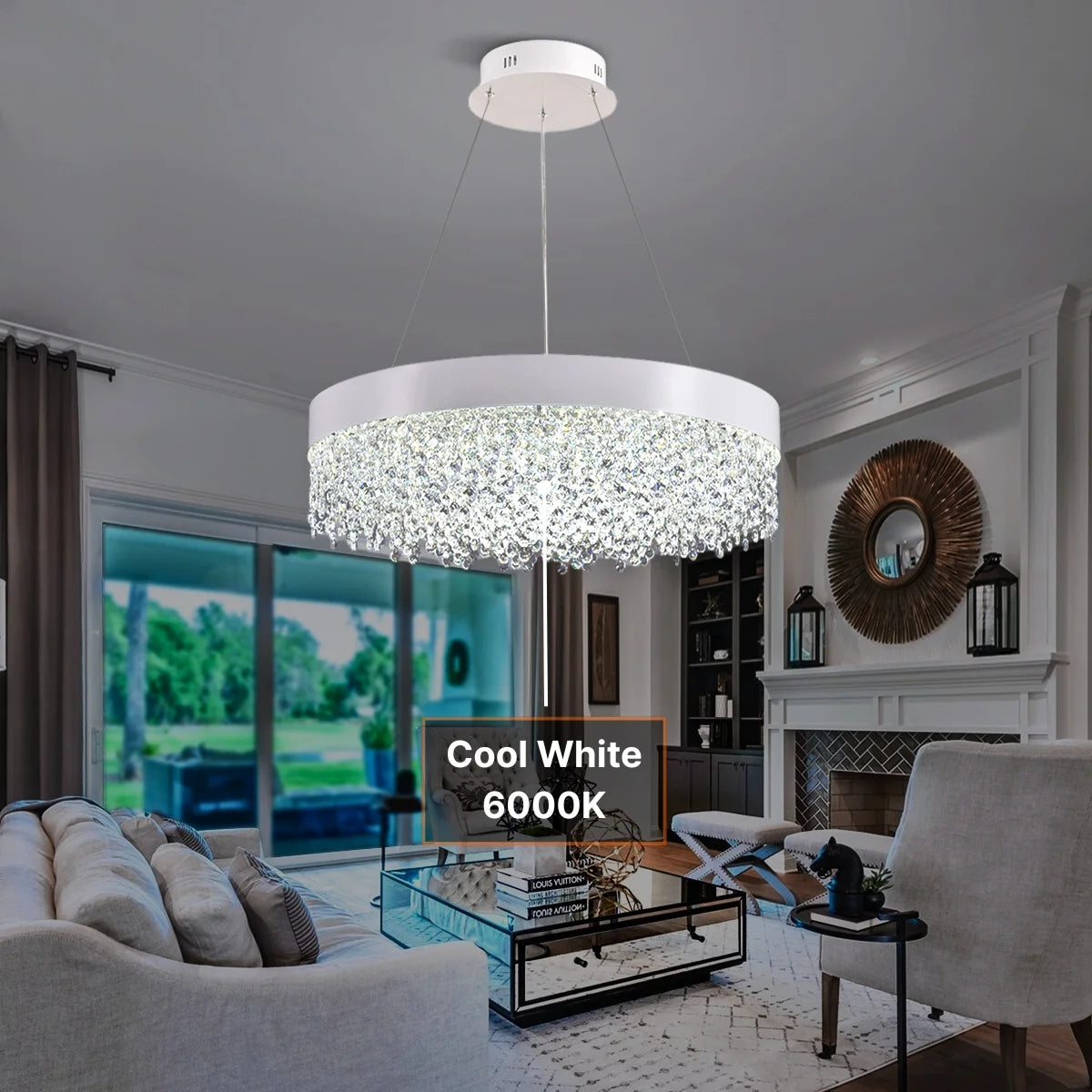 modern white crystal chandelier