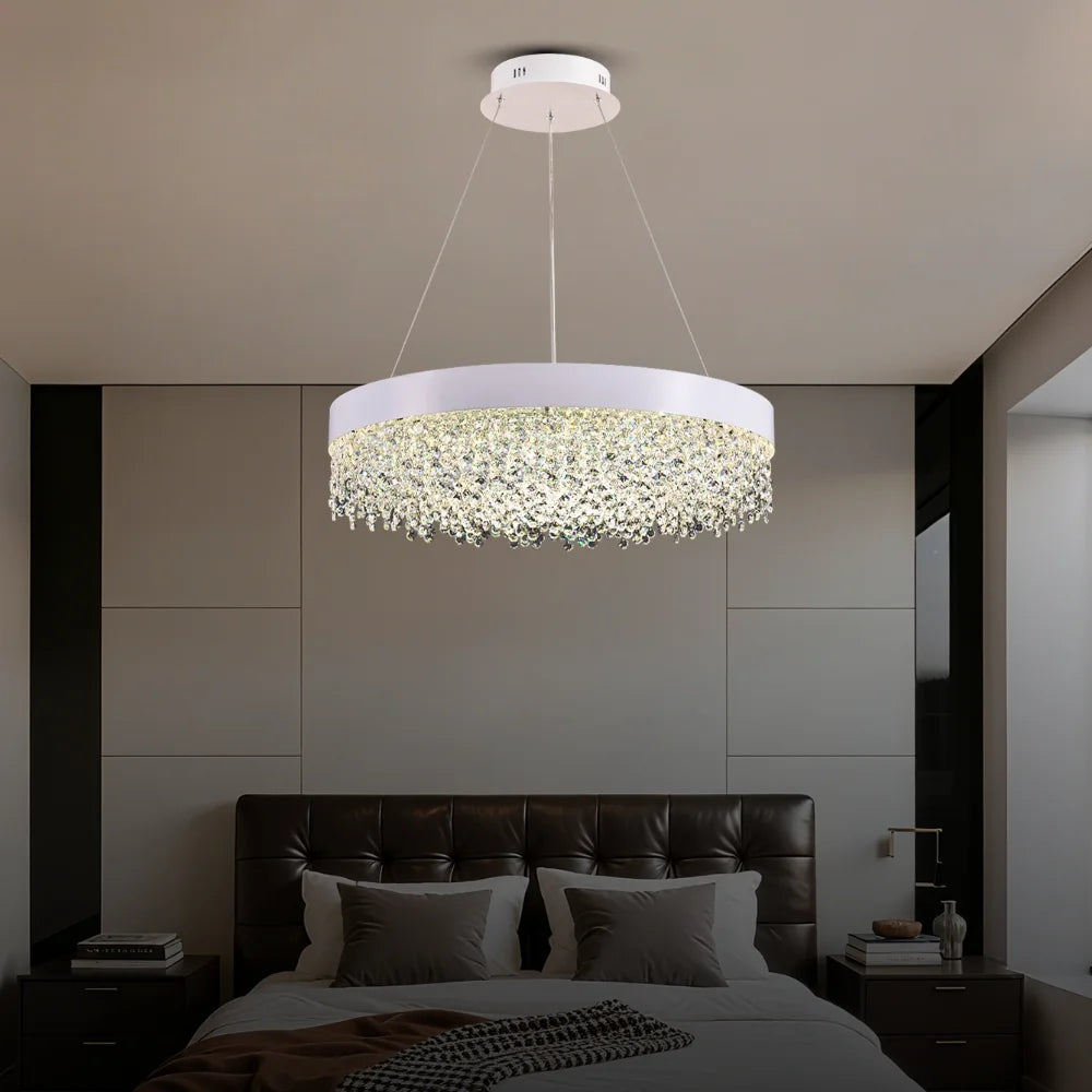 modern white crystal chandelier