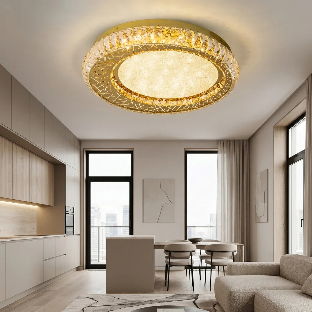 Modern crystal flush mount ceiling light by YOOGEE for elegant home decor