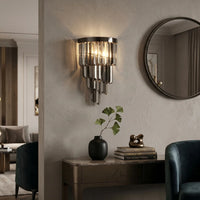 Noir Modern Black Crystal Wall Sconce for Bedroom & Hallway