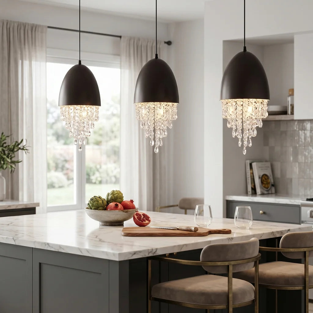 YOOGEE Nova black pendant light for modern kitchen island and dining room lighting