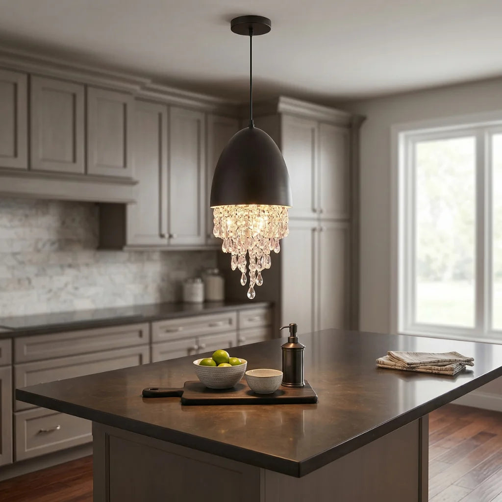 Contemporary matte black hanging pendant by YOOGEE for sleek home interior design