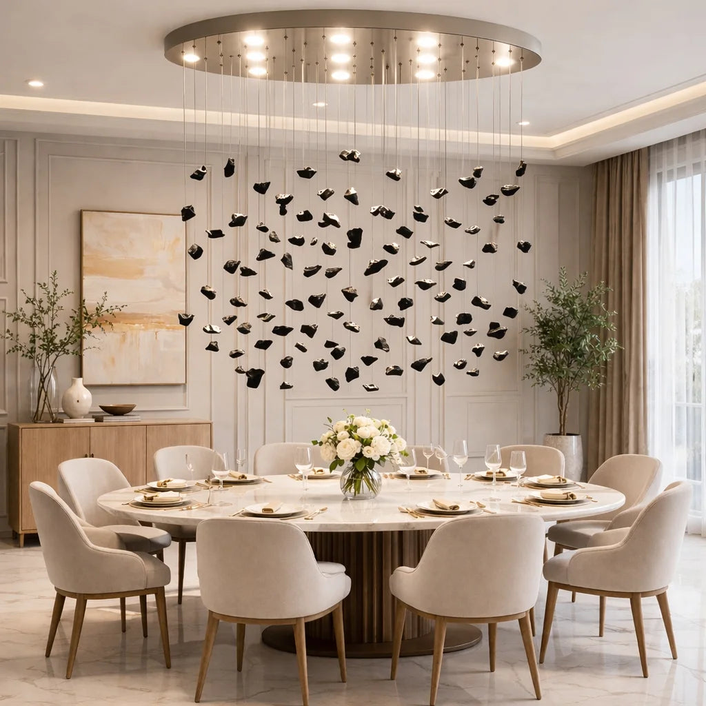 oval design colorful stone chandelier