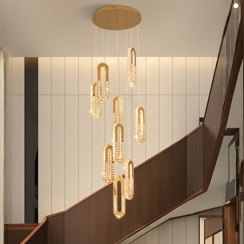 oval ring gold chandelier for staircase