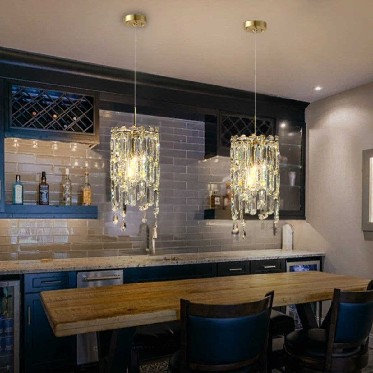 pendant light with shade crystals