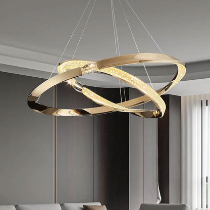 Dawn Rings Chandelier-Modern Led Black/Gold Rings Hanging Lamp For Living Room Video