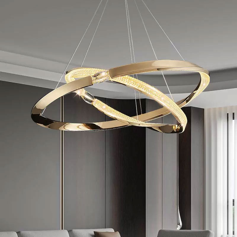 Dawn Rings Chandelier-Modern Led Black/Gold Rings Hanging Lamp For Living Room Video