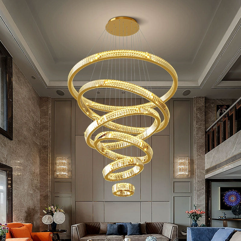 Dreams Chandelier-Large-Rings Living Room Crystal Light Fixture With Dimmable Video