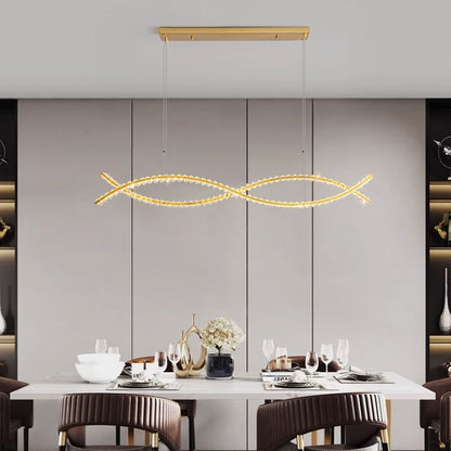 Curve Pendant Light-Luxury Dining Room Creative Crystal Hanging LightingFixture  Video