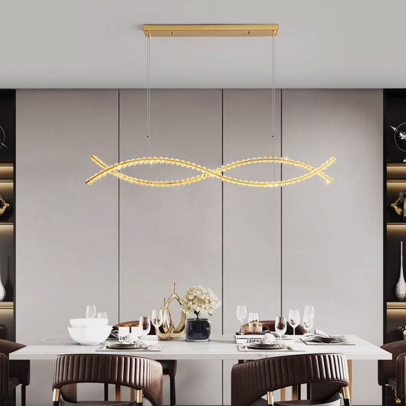 Curve Pendant Light-Luxury Dining Room Creative Crystal Hanging LightingFixture  Video