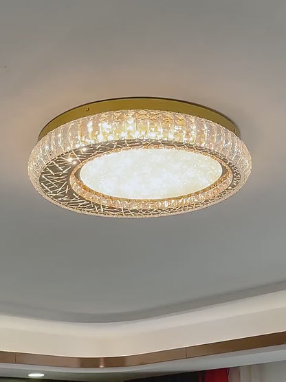 Nest Ceiling Lamp-Modern Crystal Gold Ceiling Light Fixture For Bedroom Video