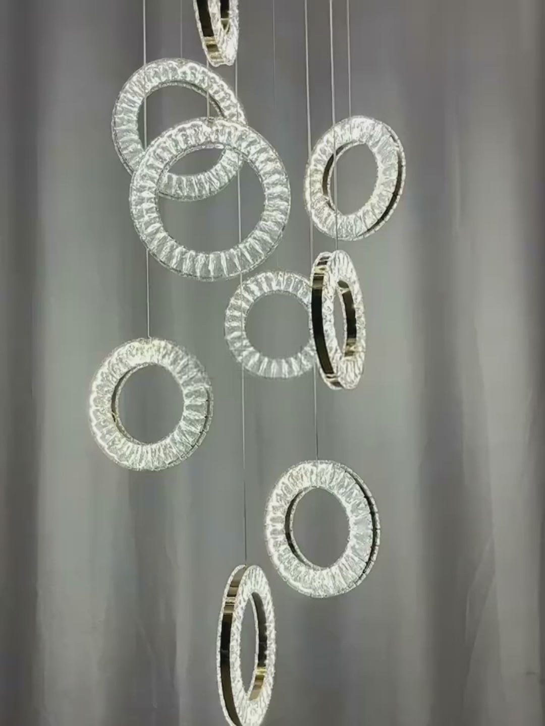Cirra Staircase Chandelier-Modern Gold/Chrome Led Crystal Lighting Fixture For Stair video