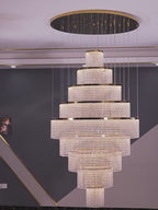 Luxe Crystal Chandeliers-Large Modern Gold Crystal Chandelier For High Ceiling Video