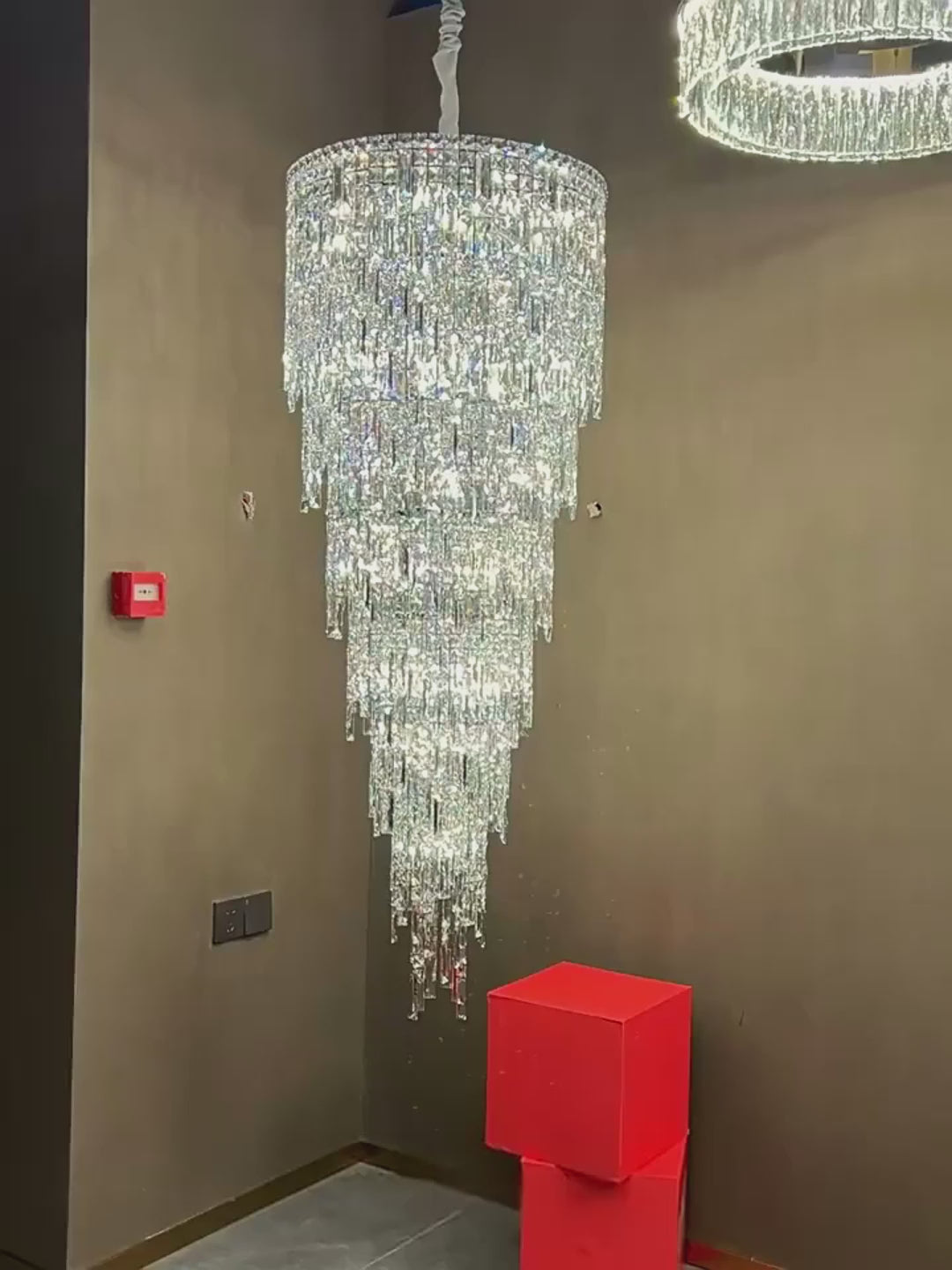 Drift Staircase Chandelier - Modern Villa Crystal Light Fixture Video