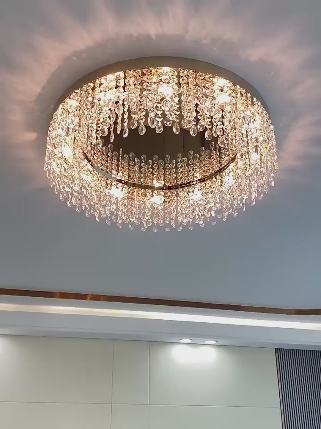 Zara Crystal Ceiling Lights-Contemporary Gold Crystal Ceiling Lamp For Living Room Video