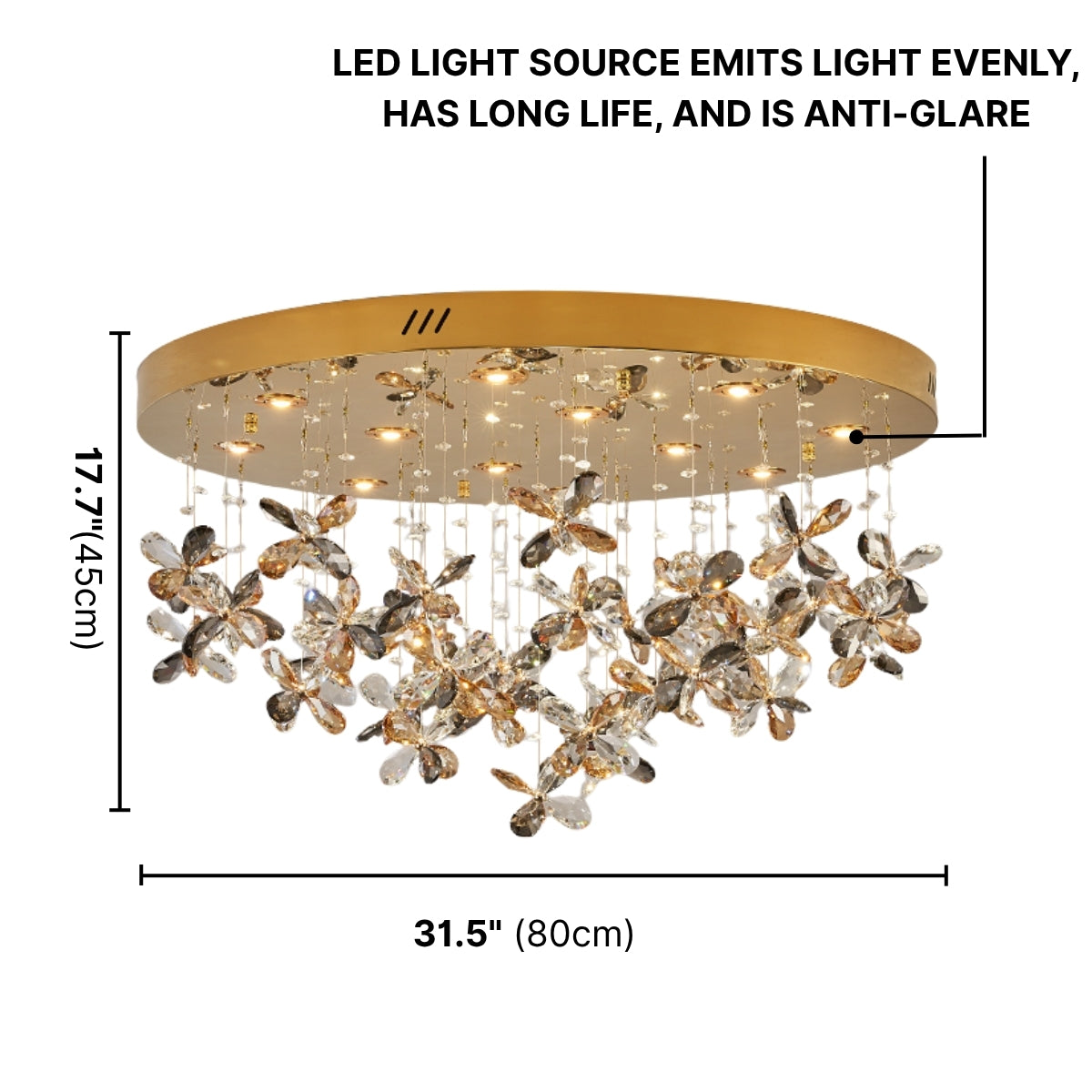 round ceiling light with crystal flowers